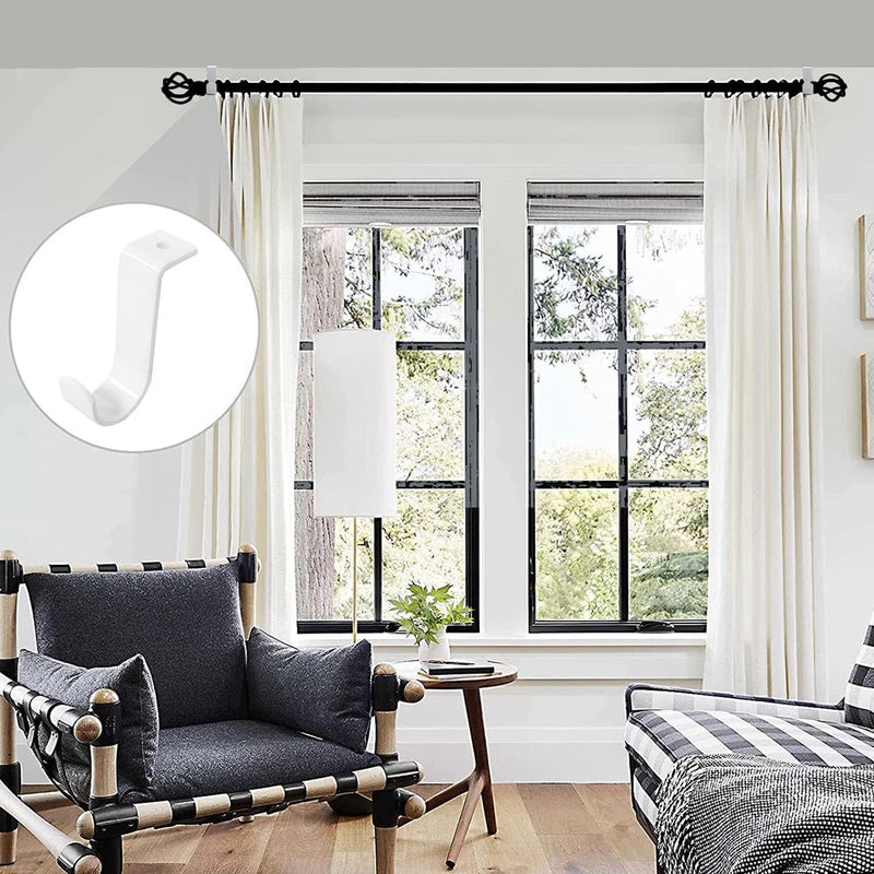 Kowibcl Curtain Rod Brackets for Ceiling-Mounted, Drapery Rod Holder for 1""Diameter Rod, Set of 2,White - Image 2